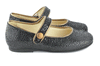 Manuela de Juan Girls Black Mary Jane with Bronze Piping Manuela de Juan Girls Black Mary Jane with Bronze Piping