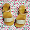 Pom d'Api Girls Tan and Gold Glitter Sandal Pom d'Api Girls Tan and Gold Glitter Sandal