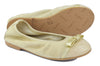 Clarys Girls Camel Suede Ballerina with Gold Bow