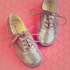 Manuela de Juan Girls Grey Suede Derby with Metallic Bronze Leopard Print Manuela de Juan Girls Grey Suede Derby with Metallic Bronze Leopard Print