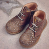 Ocra Girls Light Brown Suede Taupe Ankle Boot with Silver Stars Ocra Girls Light Brown Suede Taupe Ankle Boot with Silver Stars