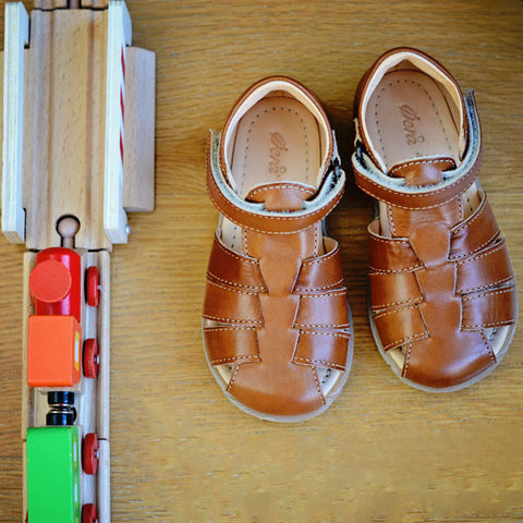 Ocra Boys Brown Sandal with Velcro Strap
