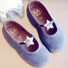 Pèpè Girls Grey Shimmer Suede Indoor Shoe with Silver Glitter Star