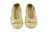 Clarys Girls Camel Suede Ballerina with Gold Bow