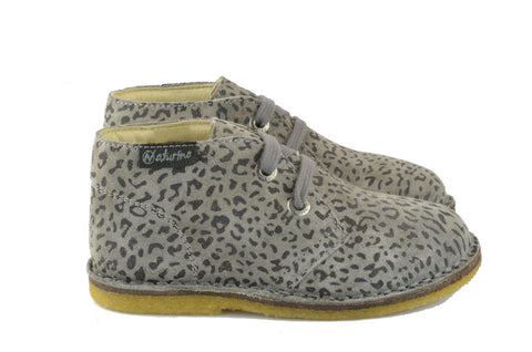 Naturino Girls Leopard Print Sand Grey Desert Boot