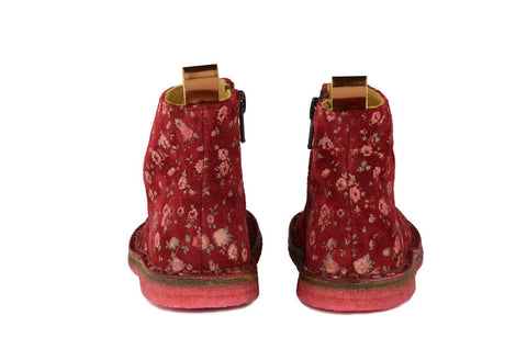 PèPè Girls Red Suede Boot with Flowers