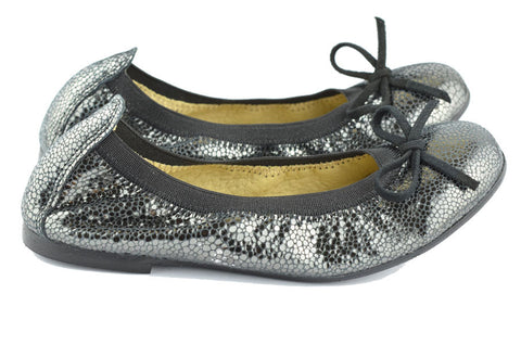 Clarys Girls Black Stretch Ballerina with Mottled Sparkly Silver