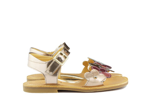 Zecchino Girls Gold and Lilac Flower Sandal